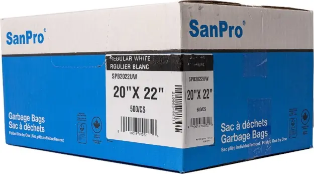 SanPro Sacs à déchets 20" X 22" utilitaire blancs 500/Cs