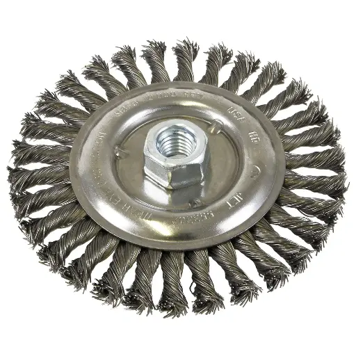 Brosses à Fils Métalliques à roue en fil de nœud standard à face filetée 6 x 1/2 x 5/8-11NC