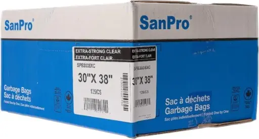 SanPro Sacs à déchets 30" X 38" extra-forts clairs 125/Cs
