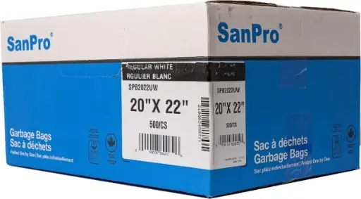 SanPro Sacs à déchets 20" X 22" utilitaire blancs 500/Cs