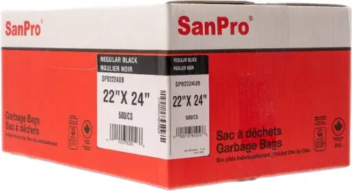 SanPro Sacs à déchets 22" X 24" utilitaires noir 500/Cs